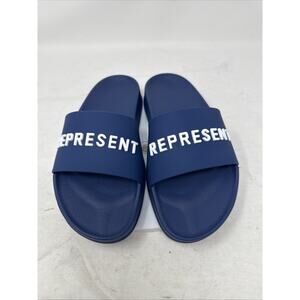Represent Men's Slide Sandles Sliders Pool Cobalt Blue Logo Flip Flop Designer 8